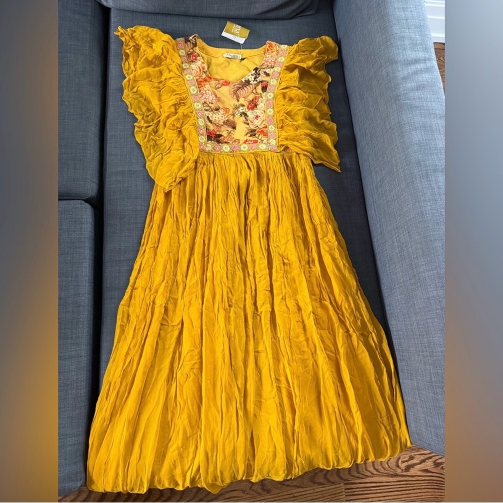 Yellow Floral Kurta/Gown Size- M/L